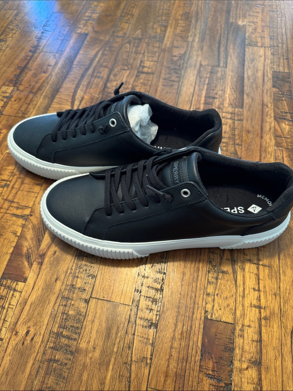 Sperry Black Leather Low-Top Sneakers with White Sole - Picture 5 of 8
